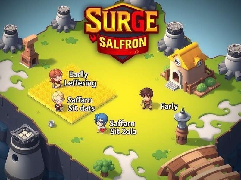 Surge Saffron game banner showing saffron fields and characters